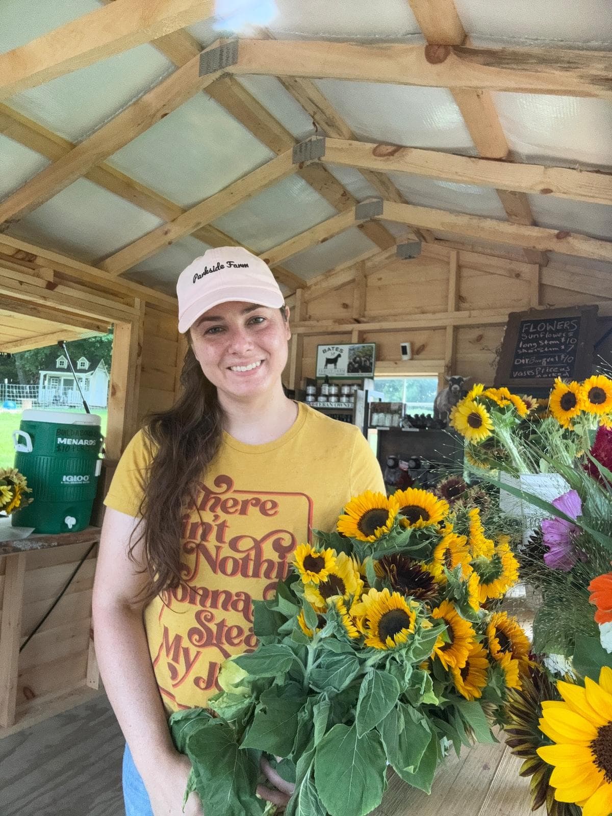 Stop by Nicole's seasonal Farm Market for beautiful cut flowers in the summer and pumpkins in the fall. Stocked with maple syrup collected from trees at the farm, goat milk lotions, soaps, home decor and gift items.